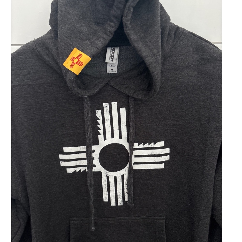 Vintage Independent Trading Company Men's Dark Gray Sun Symbol Hoodie Medium